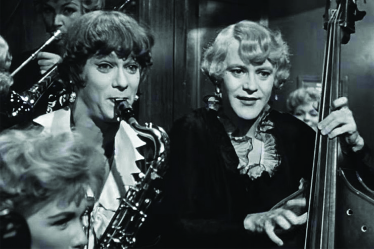 Jack Lemmon, Tony Curtis in drag (Some Like it Hot, 1959), comedy, funny, satire, humor