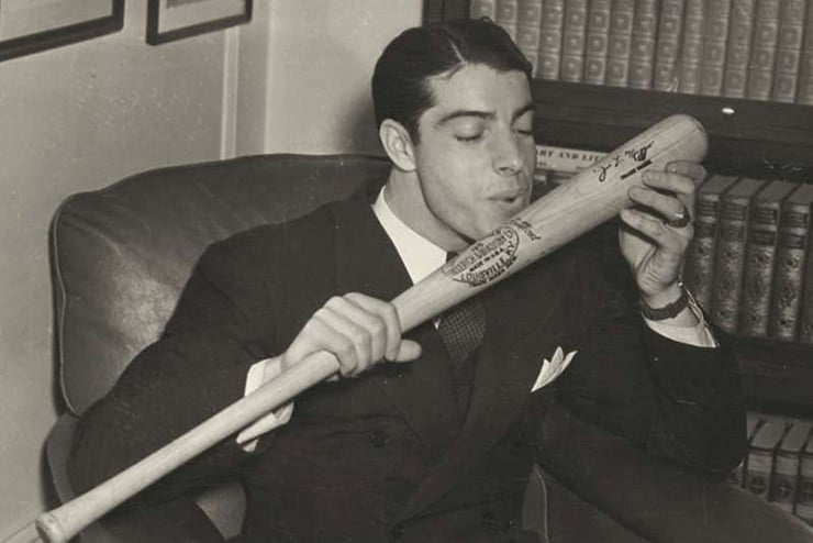 Joe DiMaggio, Yankees, Baseball, baseball bat, Bill Martin, Mickey Mantle,