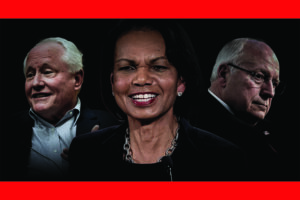 “woke” globalism, Condolezza Rice, Bill Kristol, Dick Cheney, Neocons, internationalism, war party,