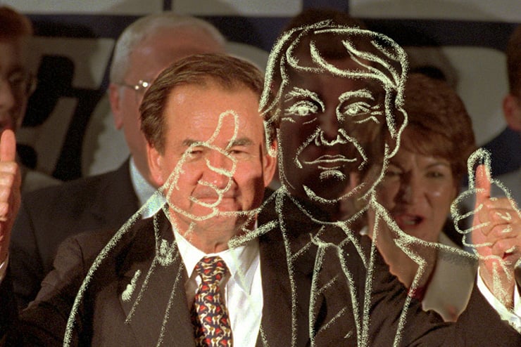 Buchanan with Trump Cold Warriors, MAGA, David French, Paul Weyrich, Kevin Phillips, Jack Kemp, Joseph McCarthy, William F. Buckley Jr, The New Right, Pat Buchanan, Ronald Reagan, George Bush, Supply-sider's, supply-side economics, National Defense, America First, Reagan's stool, Three legged stool of conservatism,