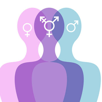 Third gender and sex concept, man and woman. World sexual health day. Concept of gender, health and development. Symbol of transgender, vector silhouette isolated on white background Keep Children Safe from Transgender Politics