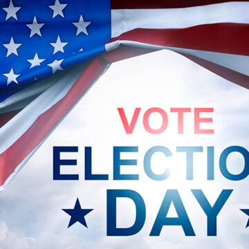 Vote Election Day written on under the USA flag Election Day Has Its Day in Court