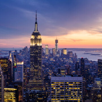 Dramatic sunset view highlighting the Empire State Building Empire Still Standing