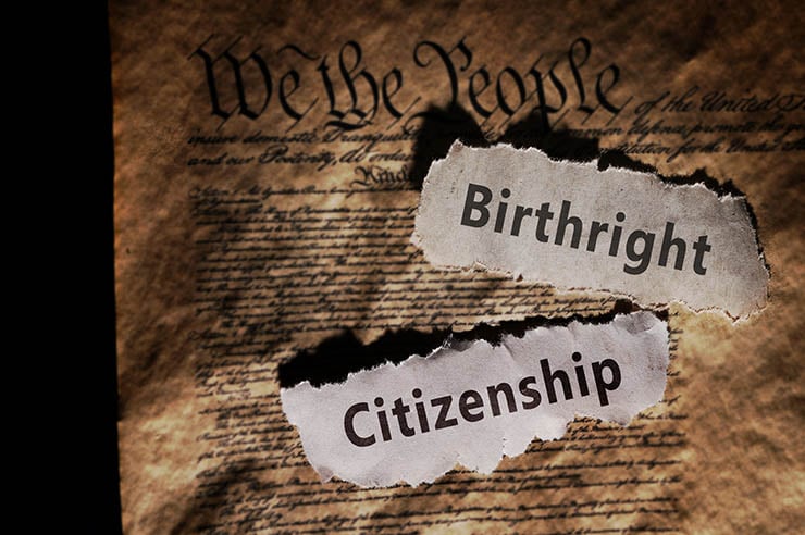 Birthright Citizenship newspaper headlines on the US Constitution -- 14th amendment immigration law Citizenship Cannot Be a Souvenir